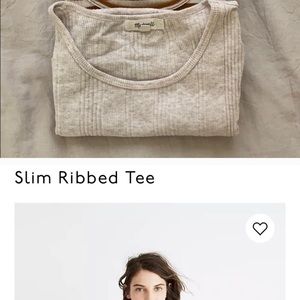 Madewell Slim Ribbed Tee in Cream/Beige